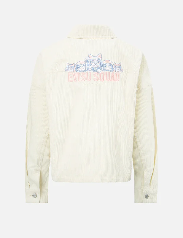 Jackets in pastel colors -EVISU Squad Embroidery Corduroy Jacket