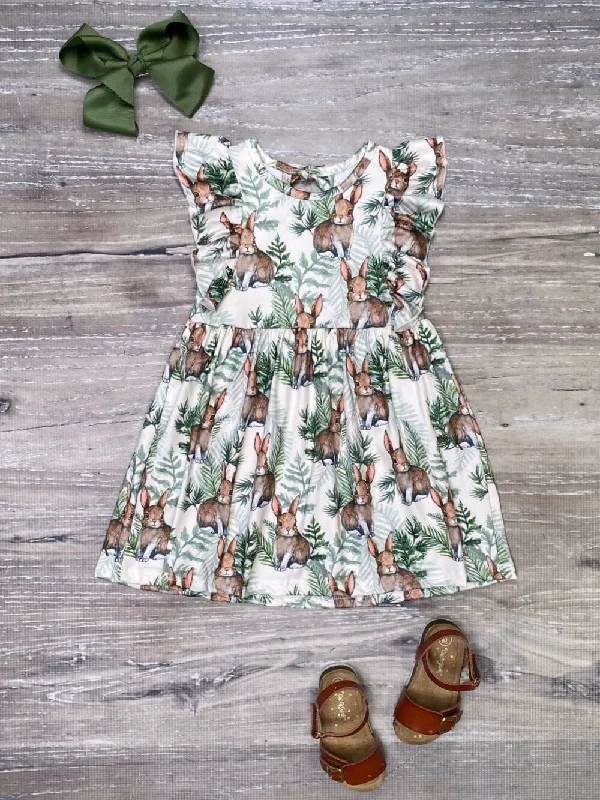 Shorts & Skirts chic looks-Peter Rabbit Green Ivy Flutter Short Sleeve Girls Spring Dress