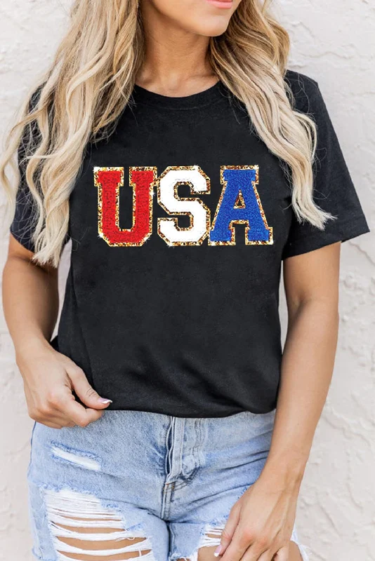 Shorts & Skirts comfy fits-USA Women's Patriotic Short Sleeve T-Shirt