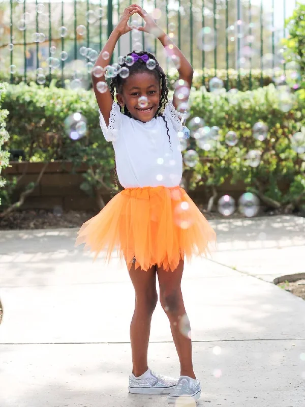 Shorts & Skirts seasonal looks-Neon Orange Fairy Costume Pixie Tutu Skirt for Kids, Adults, Plus