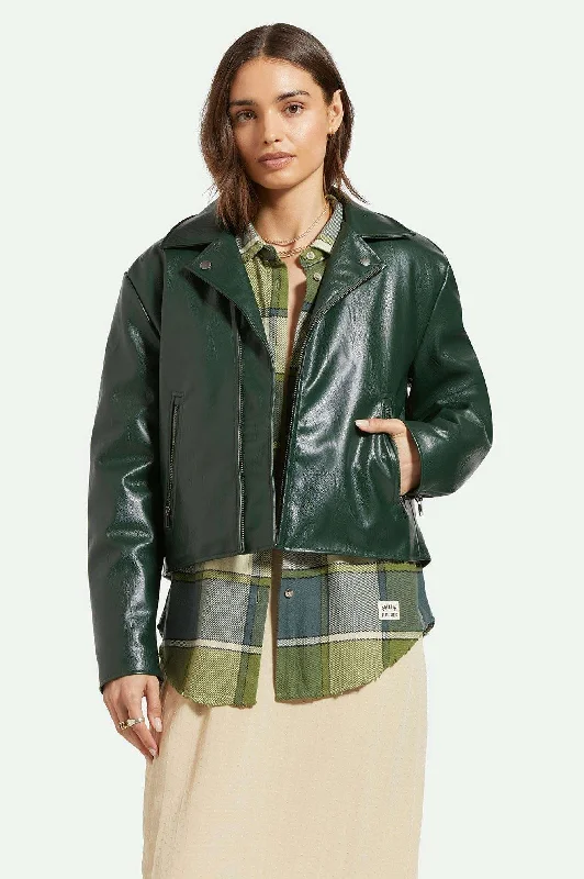 Jackets for barbecues -The Moto Vegan Leather Jacket - Pine Needle