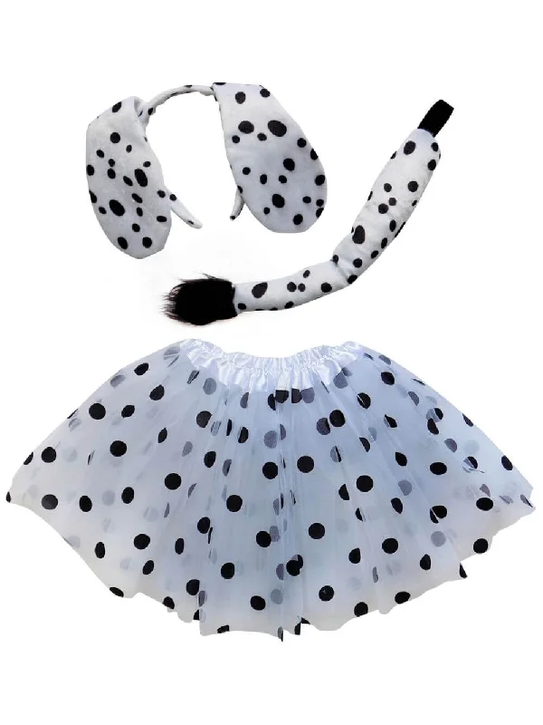 Shorts & Skirts bold fits-Adult Dalmatian Costume - Black & White Polka Dot Tutu Skirt, Tail, & Headband Set for Adult or Plus Size