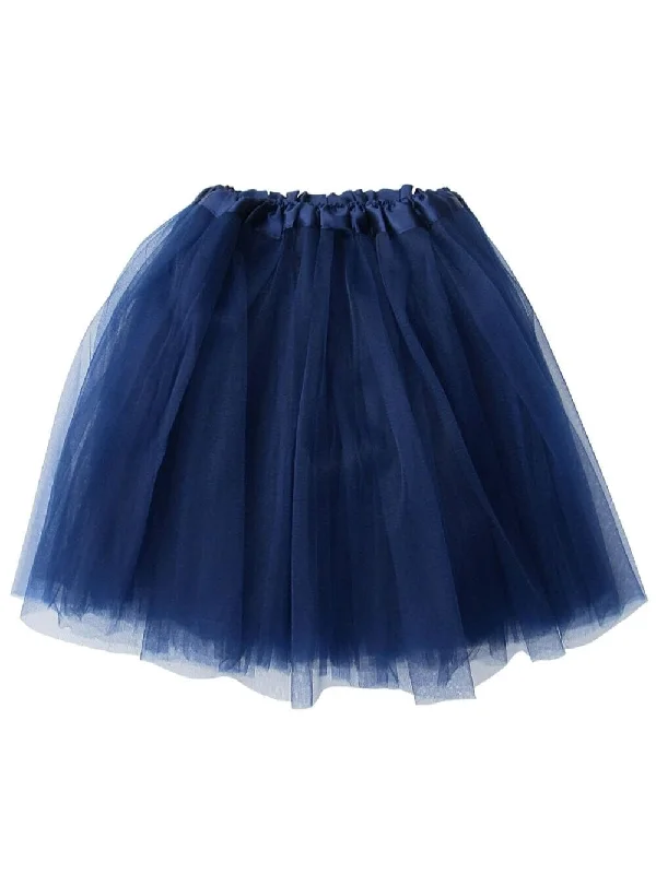 Shorts & Skirts premium styles-Navy Blue Plus Size Adult Tutu Skirt - Women's Plus Size 3- Layer Basic Ballet Costume Dance Tutus