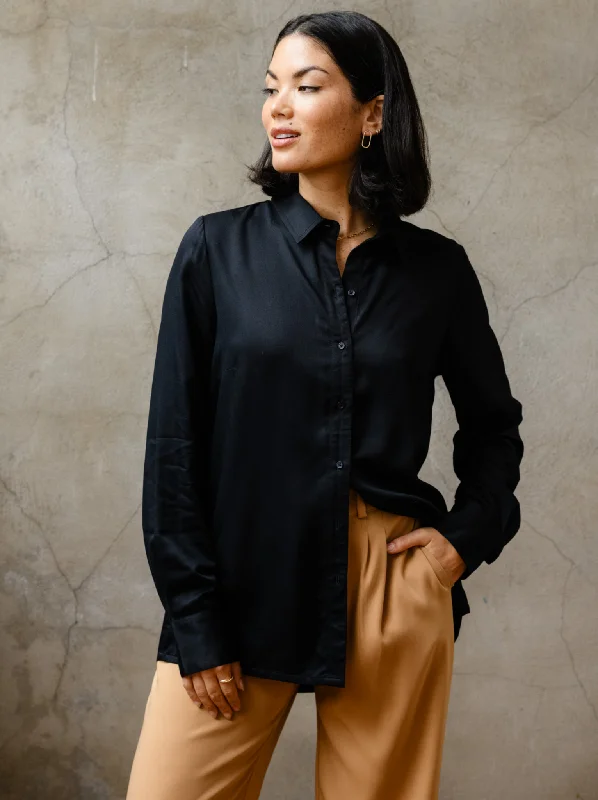 Blouses & Shirts layered-Josephine Button Down Shirt - Black