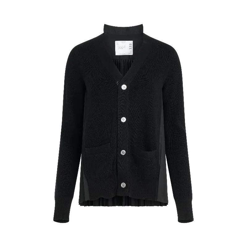 Cardigans with tie-dye pattern-Cotton Knit Cardigan in Black