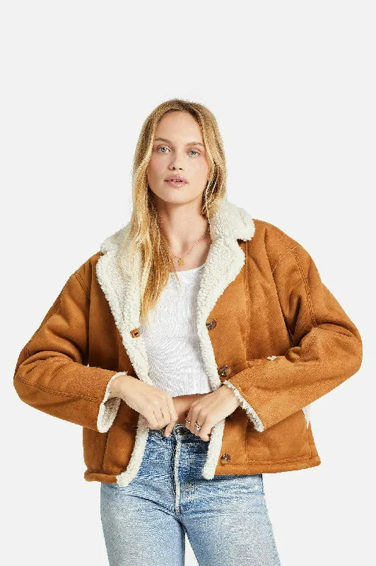 Jackets for festivals -Reserve Women's Vegan Shearling Jacket - Caramel