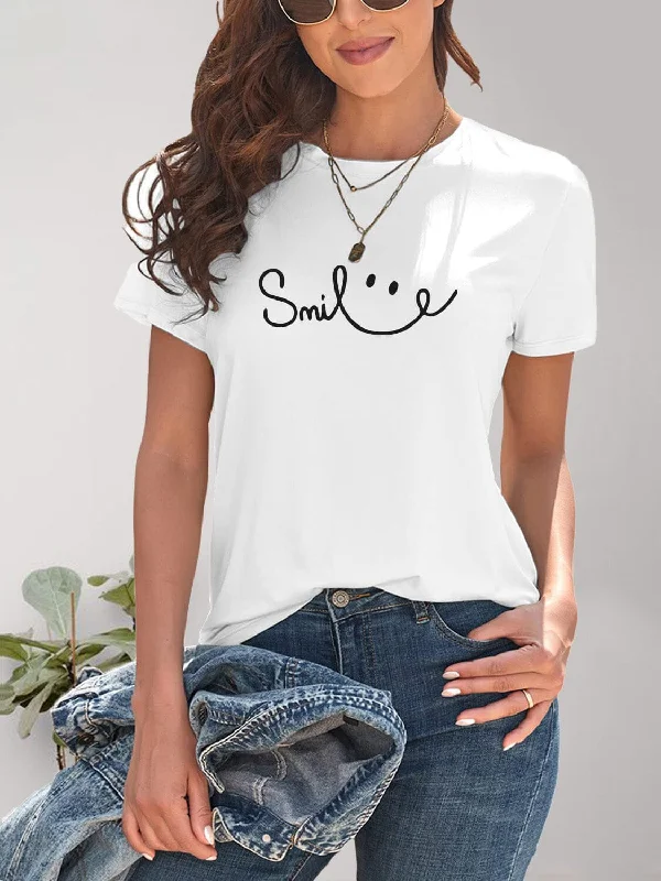 Shorts & Skirts low prices-SMILE Women's Graphic Short Sleeve T-Shirt