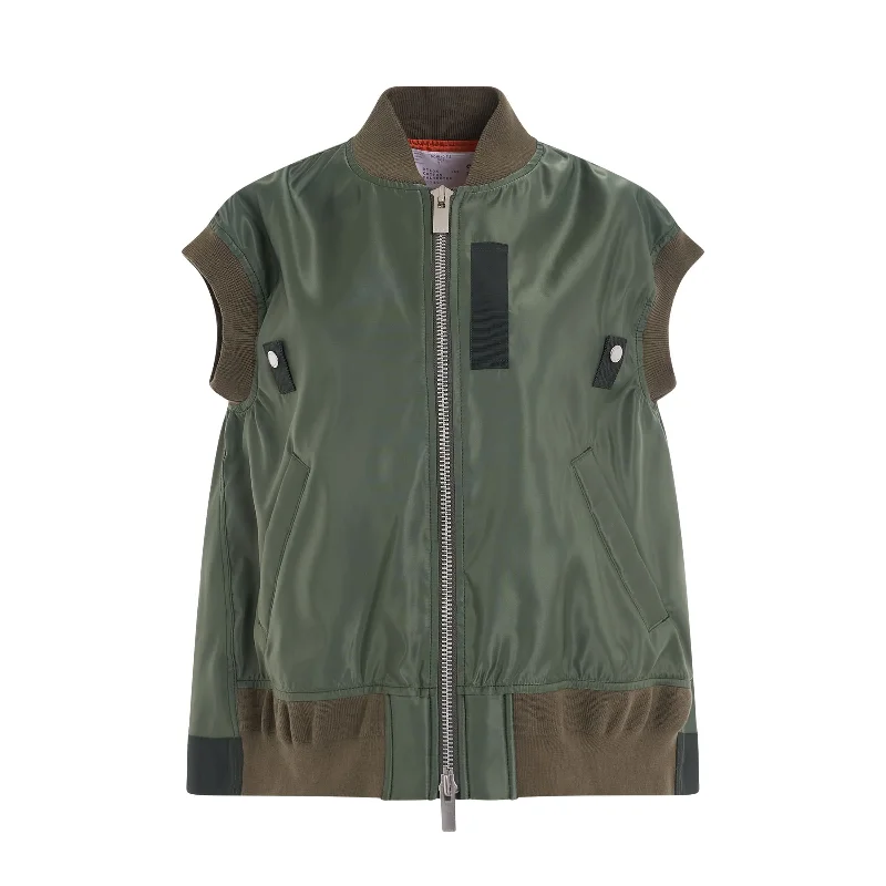 Waistcoats & Vest online store-Nylon Twill Vest in Khaki