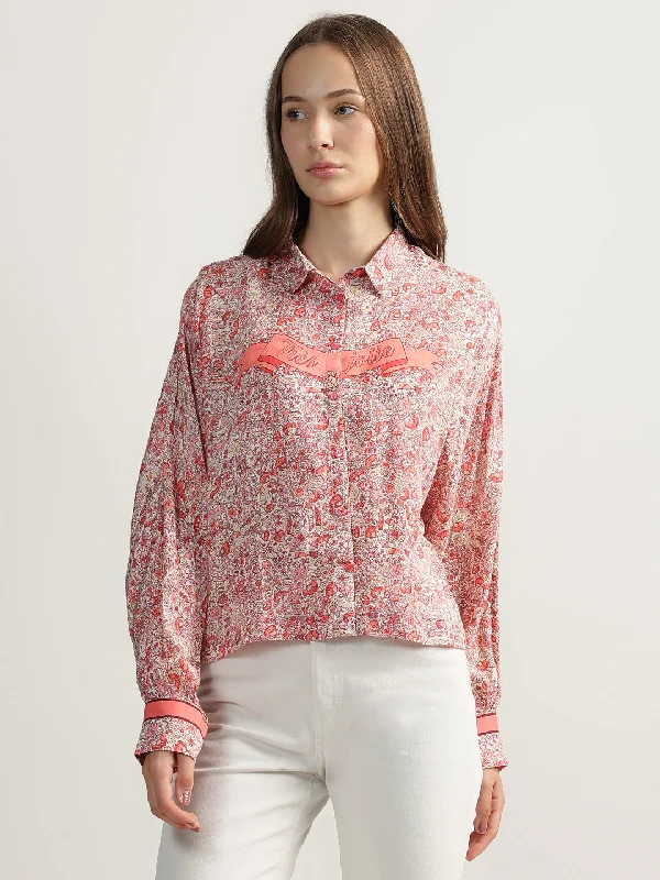 Blouses & Shirts handmade-Iconic Women Multi Printed Spread Collar Full Sleeves Shirt