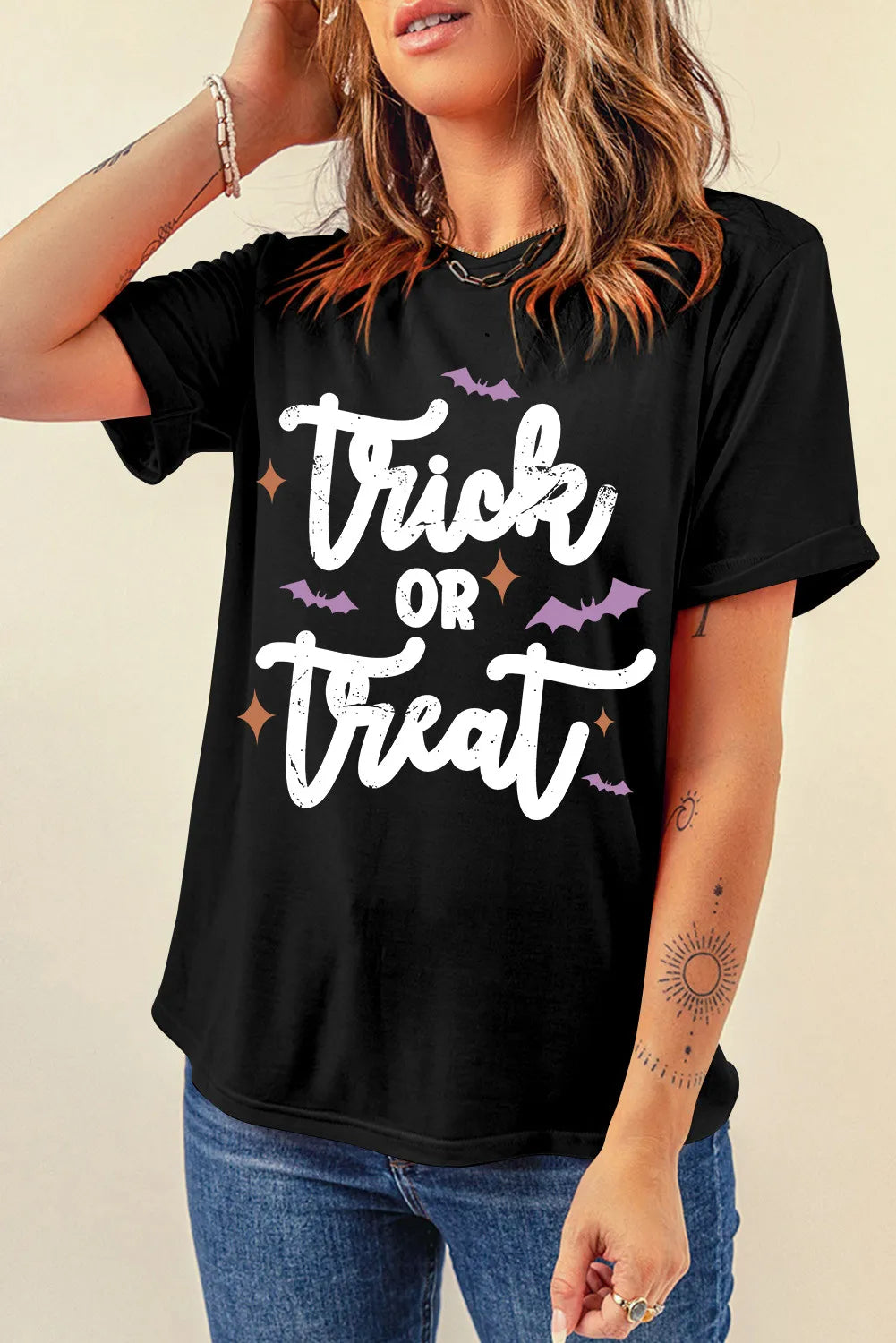 Shorts & Skirts promotional sales-Trick or Treat Halloween Women's Short Sleeve Graphic T-Shirt