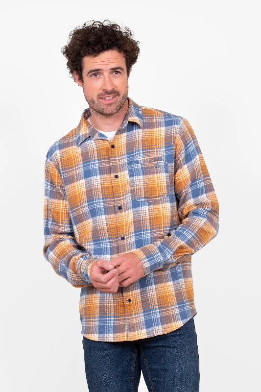 Blouses & Shirts high neck-Blue Checked Shirt