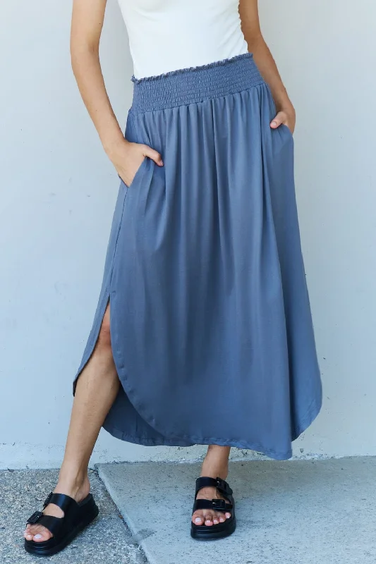 Shorts & Skirts comfy fits-Full Size High Waist Scoop Hem Maxi Skirt in Dusty Blue