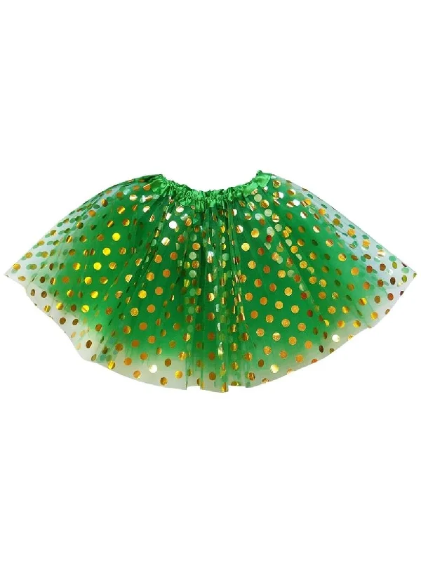 Shorts & Skirts modern wear-Green and Gold Polka Dot Tutu Skirt Costume for Girls, Women, Plus