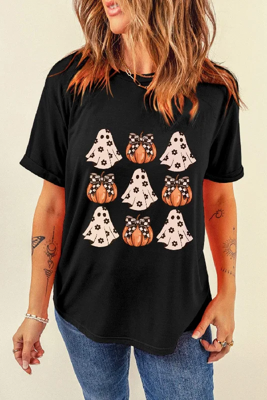 Shorts & Skirts breathable fabric-Halloween Graphic Round Neck Short Sleeve T-Shirt