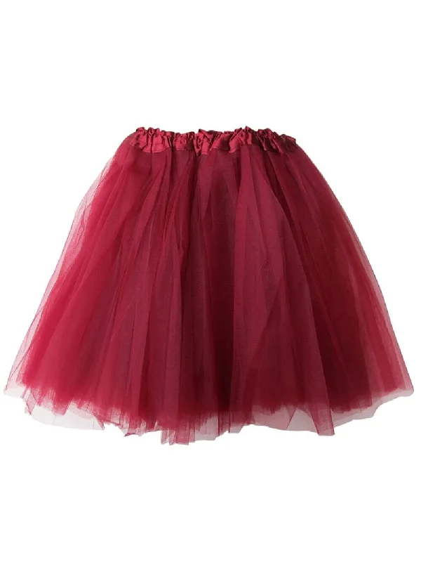 Shorts & Skirts modern designs-Burgundy Plus Size Adult Tutu Skirt - Women's Plus Size 3- Layer Basic Ballet Costume Dance Tutus