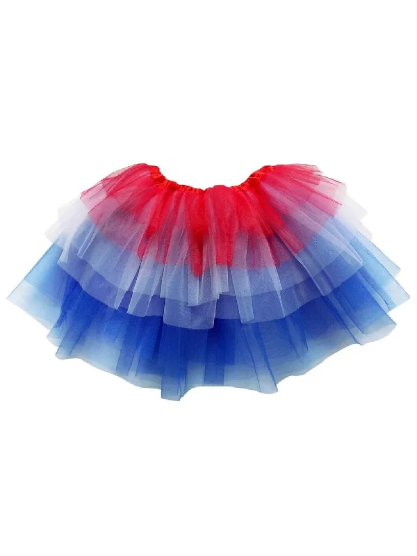 Shorts & Skirts exclusive looks-Red, White, Blue 6 Layer Tutu Skirt Patriotic Costume for Girls, Women, Plus