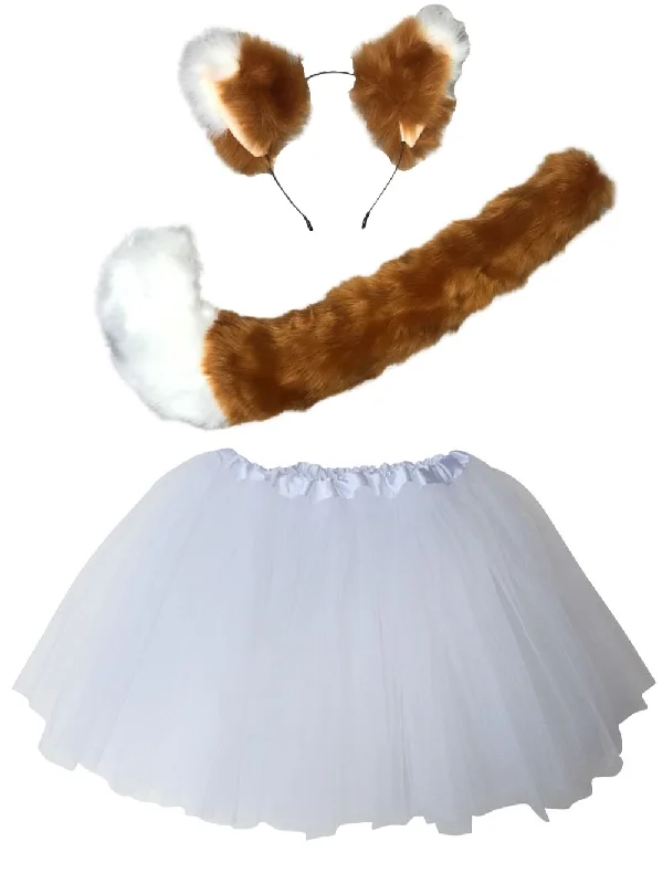 Shorts & Skirts comfy trends-Adult Orange Fox Costume - Tutu Skirt, Headband, & Tail Set for Adult or Plus Size