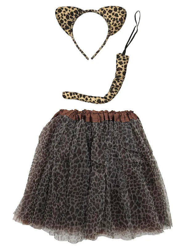 Shorts & Skirts budget fits-Adult Cheetah Costume or Leopard Costume - Tutu Skirt, Tail, & Headband Set for Adult or Plus Size