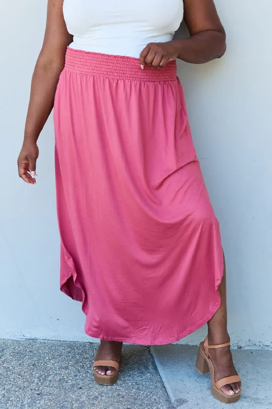 Shorts & Skirts exclusive designs-Full Size High Waist Scoop Hem Maxi Skirt in Hot Pink