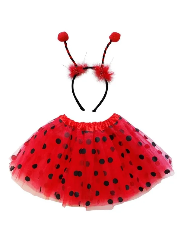 Shorts & Skirts chic options-Adult Ladybug Costume - Red Polka Dot Tutu Skirt & Headband Antenna Set for Adult or Plus Size