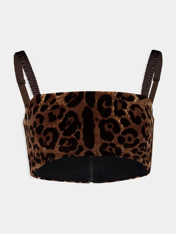 Crop Top With Jacquard Leopard Design