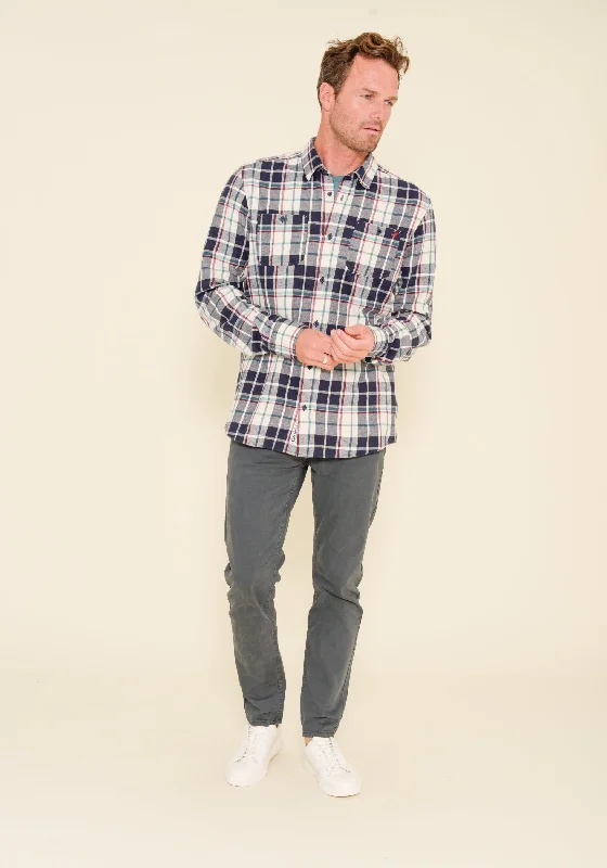 Blouses & Shirts for decades-Ecru Navy Check Shirt