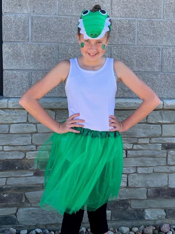 Shorts & Skirts budget fits-Girls Alligator Costume - Complete Kids Costume Set with Green Tutu Skirt & Headband