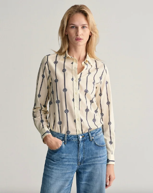 Blouses & Shirts for company-Gant Womens Monogram shirt  - Classic blue or khaki