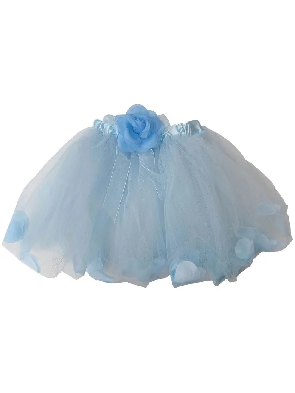 Shorts & Skirts premium fits-Light Blue Petal Tutu Skirt - Kids Size Tulle Basic Ballet Dance Costume Girls Tutus