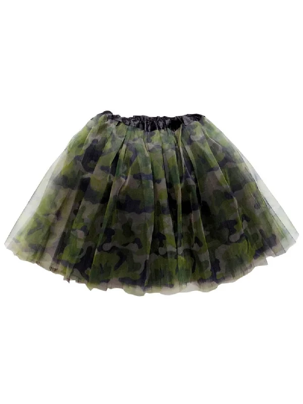 Shorts & Skirts premium looks-Green Camo Adult Tutu Skirt - Women's Size 3-Layer Basic Ballet Costume Dance Tutus