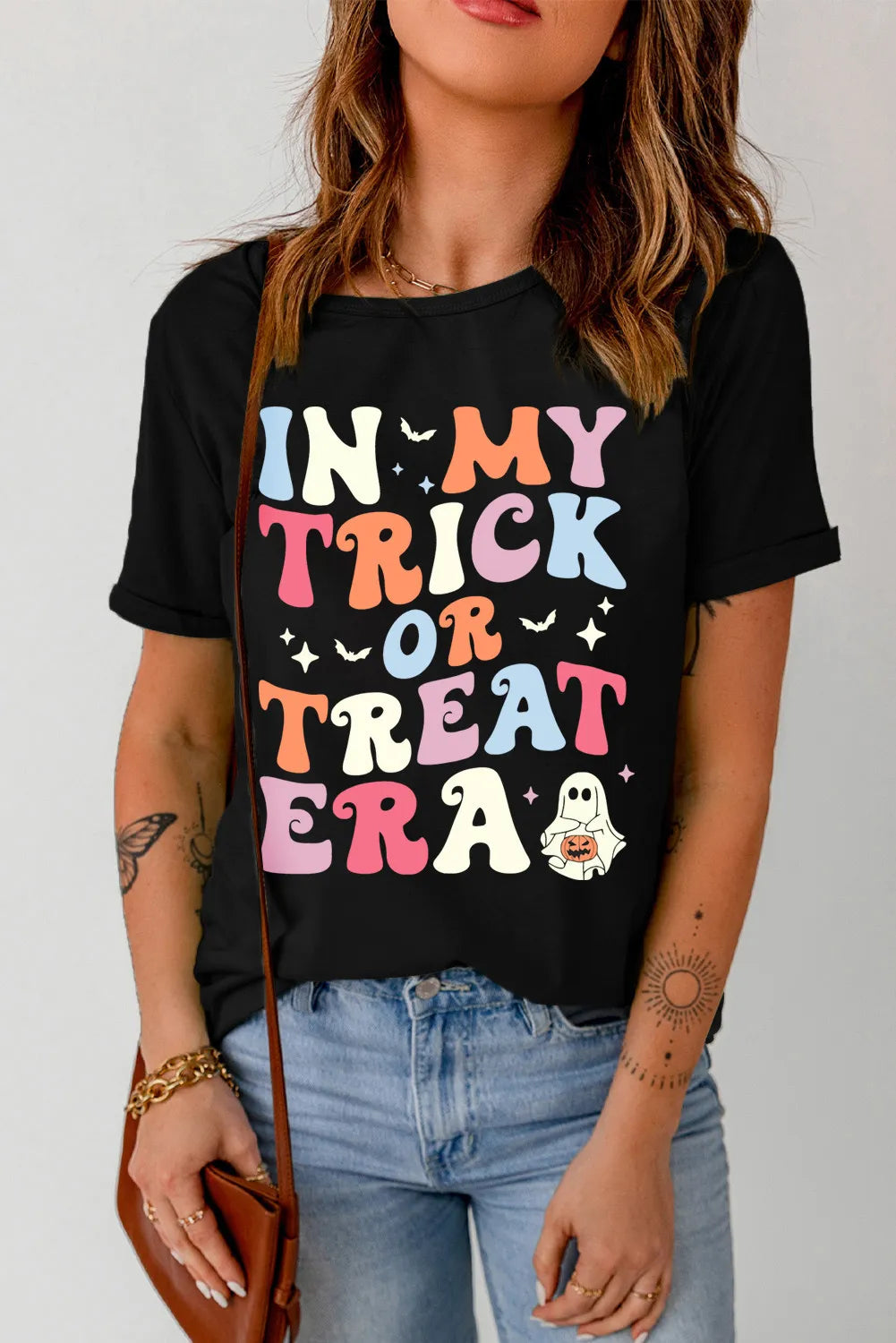 Shorts & Skirts trendy designs-In My Trick or Treat Era Women's Graphic Short Sleeve T-Shirt