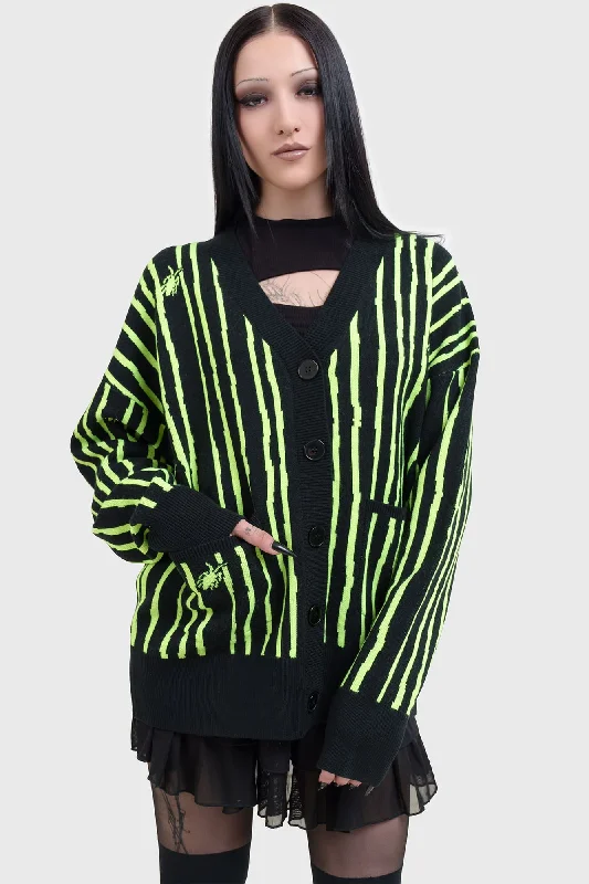 Cardigans with puffer jacket-Beetlejuice Beetlejuice Beetlejuice Intarsia Cardigan