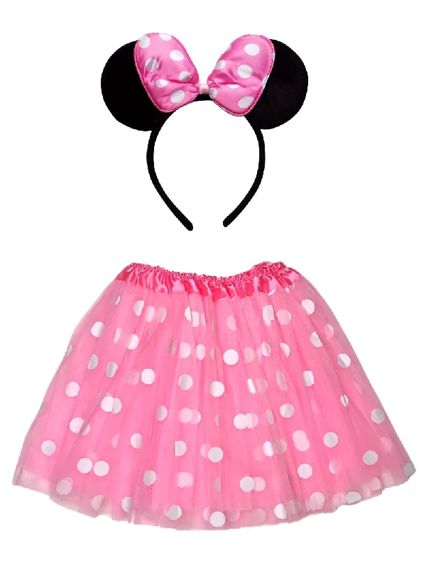 Shorts & Skirts color options-Adult Mouse Costume - Light Pink Polka Dot Tutu Skirt & Headband Set for Adult or Plus Size