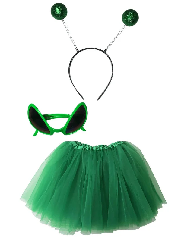 Shorts & Skirts stylish fits-Adult Alien Costume Green - Tutu Skirt, Sunglasses, & Headband Set for Adult or Plus Size