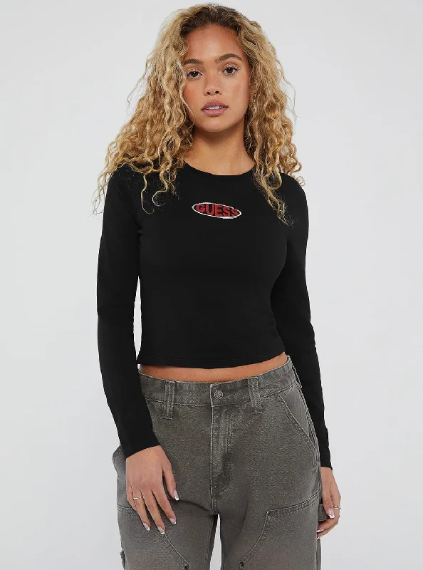 Blouses & Shirts exclusive-Guess Originals Black Oval Logo T-Shirt