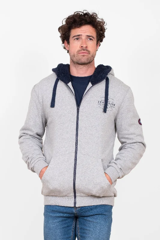 Hoodies for snowboarders-Borg Lines Zip Thru Hoodie