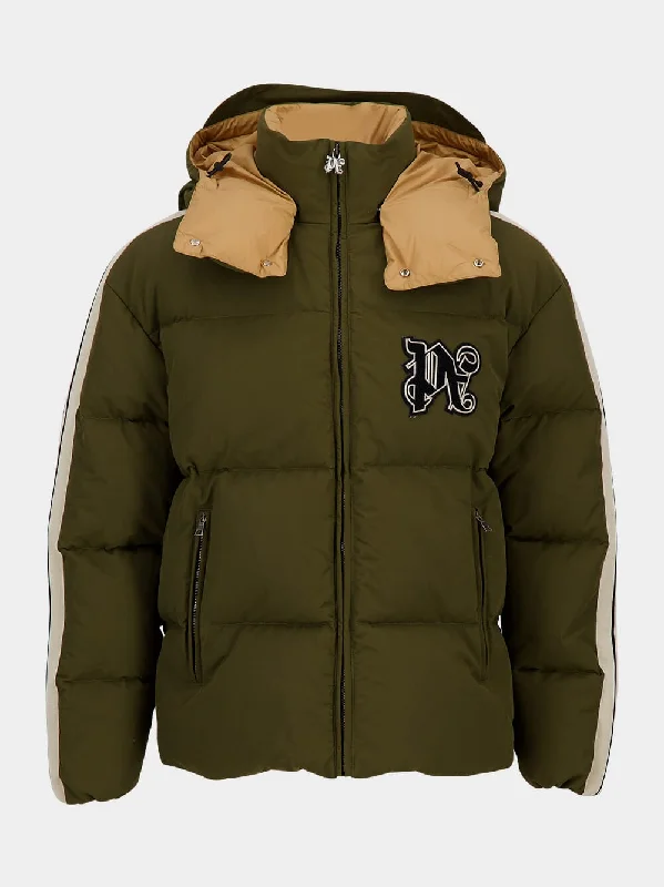 Jackets with side vents -Military Green Monogram Down Jacket