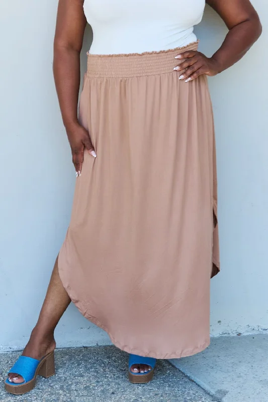 Shorts & Skirts modern styles-Full Size High Waist Scoop Hem Maxi Skirt in Tan