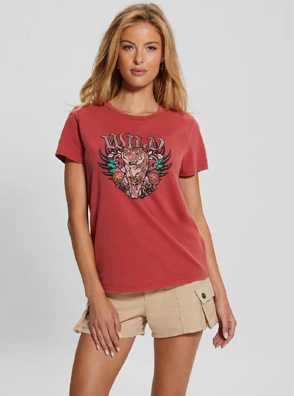 Blouses & Shirts couples-Eco Orange Wild Roses T-Shirt