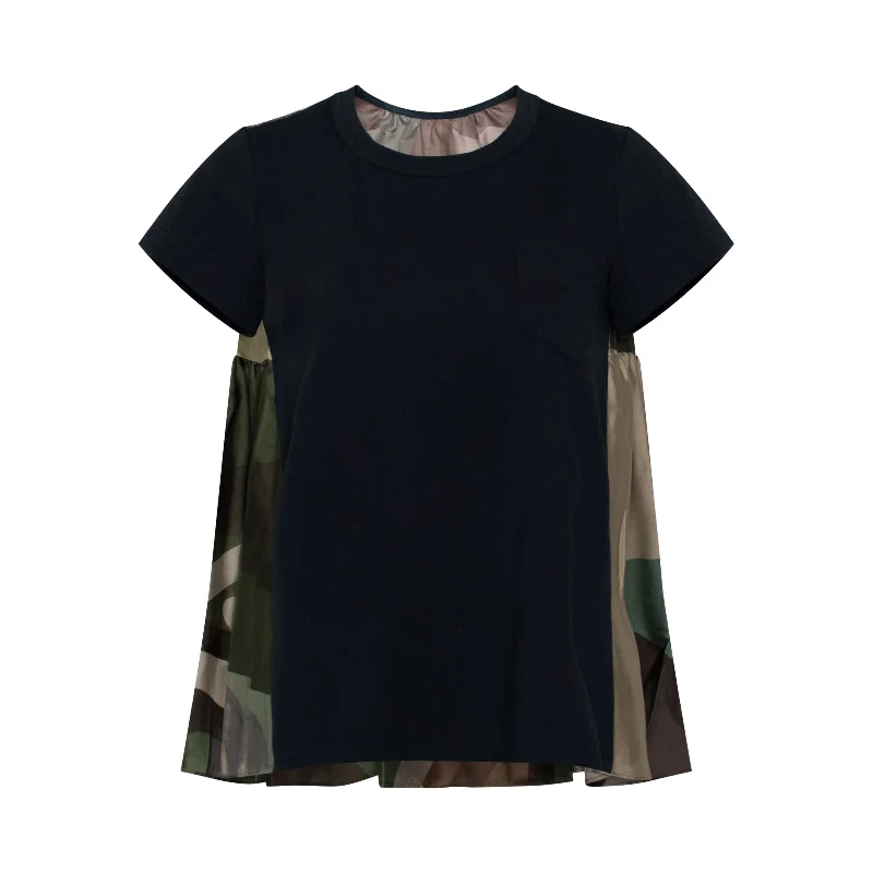 Blouses & Shirts for work from home-Kaws Print T-Shirt in Navy