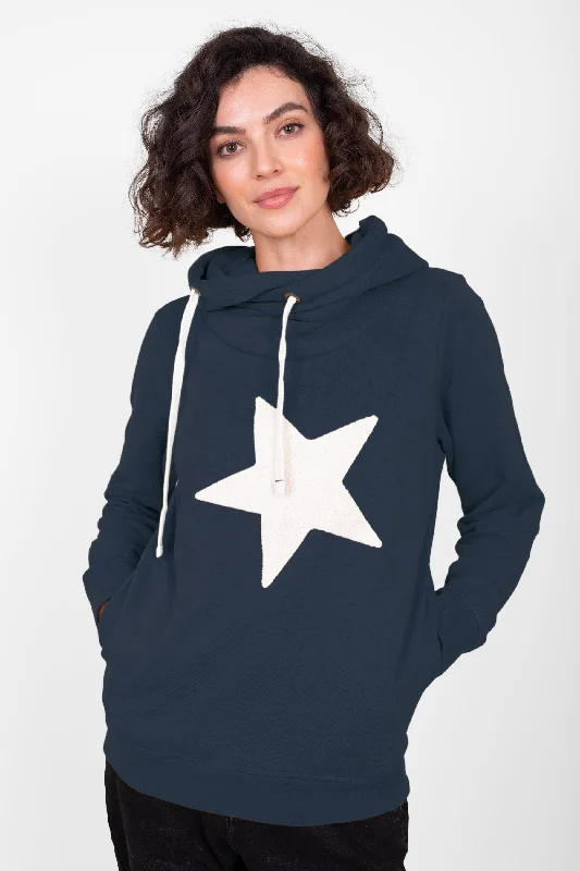 Hoodies with heart designs-Navy Star Elise Hoodie