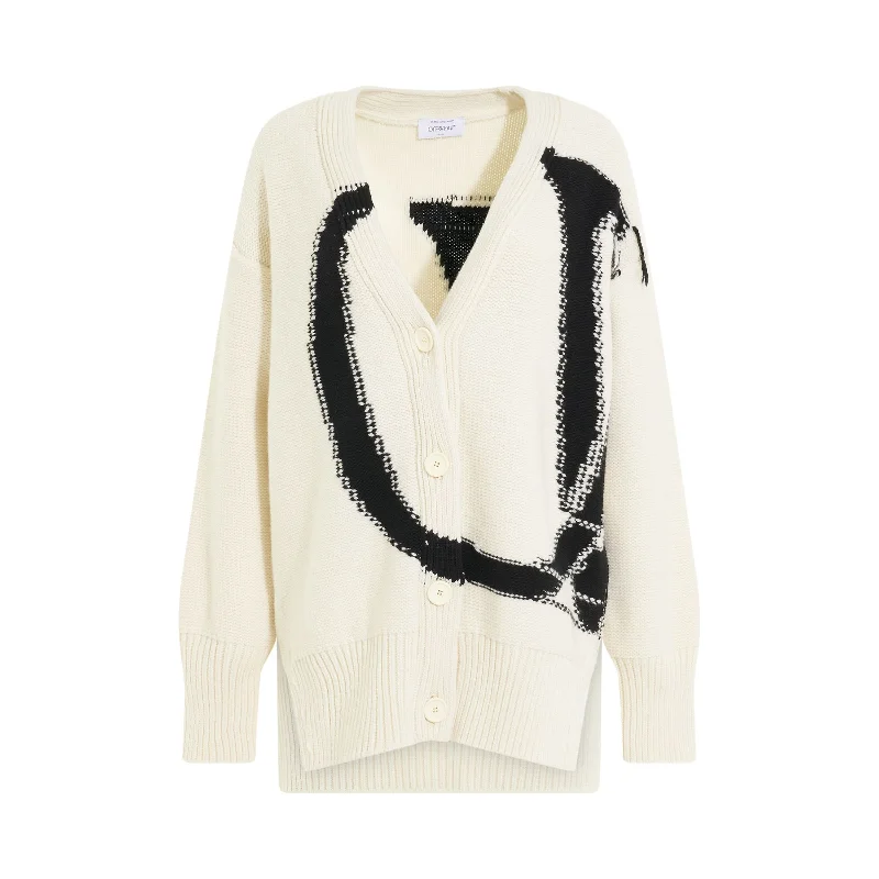 Cardigans with 50s style-OW Maxi Logo Cardigan in White