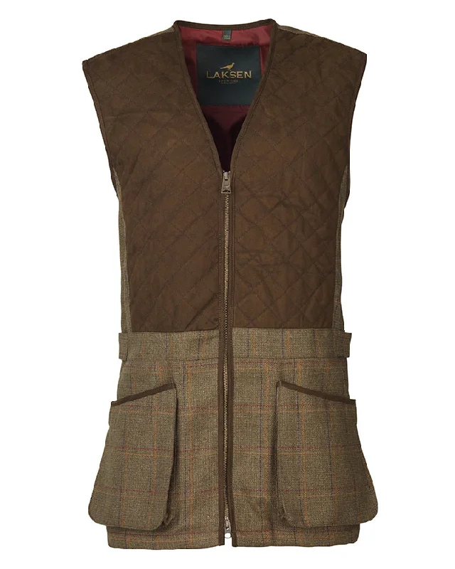 Waistcoats & Vest with work socks-Laksen Woolston Tweed Glenogil Zip Shooting Vest