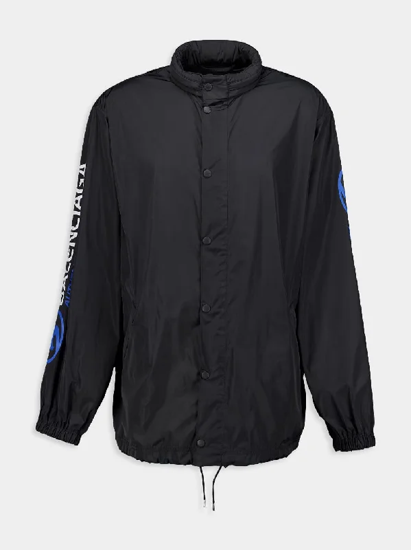 Jackets with anti-slip zippers -Black Short Windbreaker Jacket