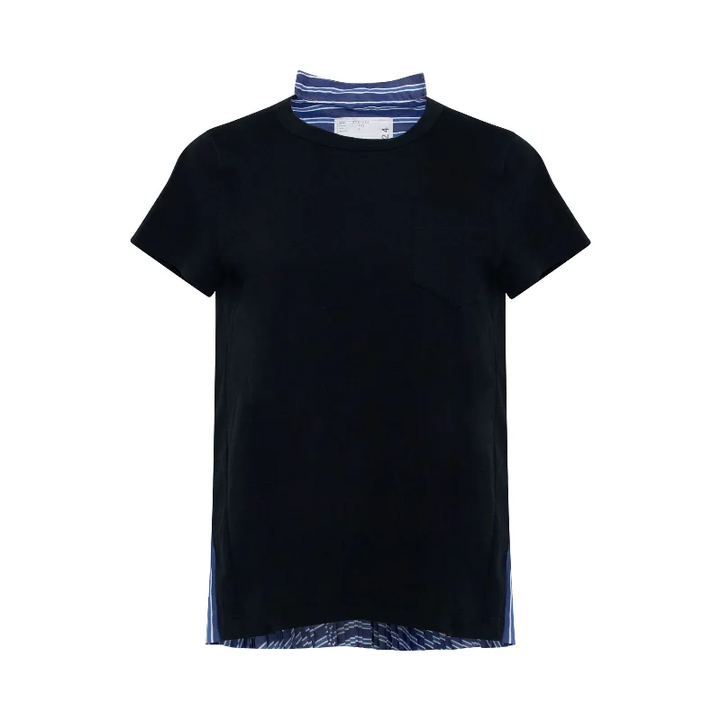 Blouses & Shirts for streetwear-Classic Pleated Back T-Shirt in Navy