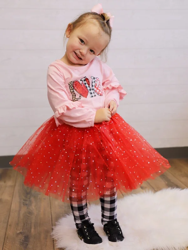 Shorts & Skirts modern fits-Red Sequin Heart Tutu Skirt Costume for Toddler, Girls, Women, Plus