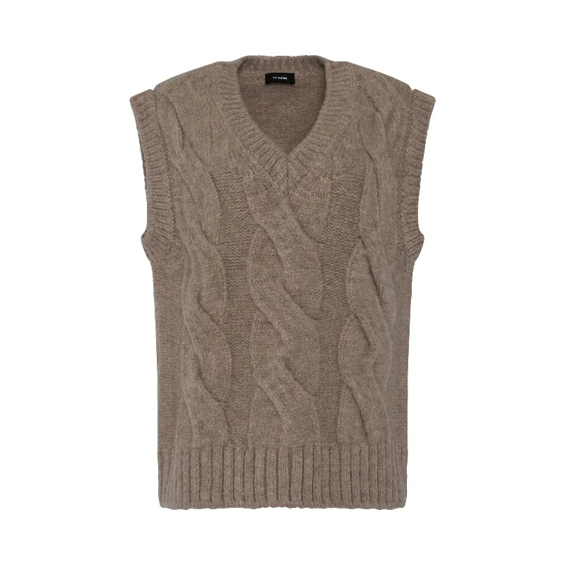 Waistcoats & Vest grey pattern-Cable Knit Vest in Beige