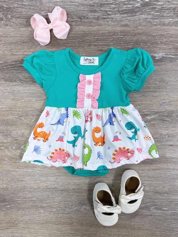 Shorts & Skirts fashion trends-Bright Dino Days Girls Skirted Baby Romper