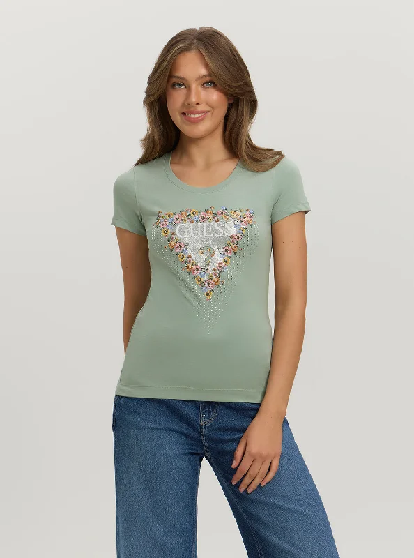 Blouses & Shirts sequin-Eco Green Logo Bouquet T-Shirt