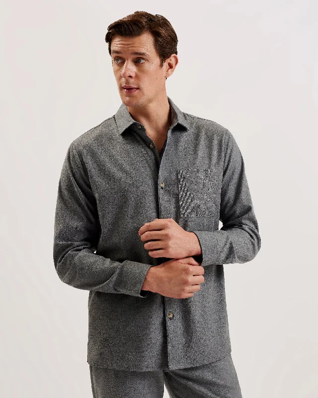 Blouses & Shirts for club-Gaius Ls Oversized Wool Blend Shirt Lt-Grey